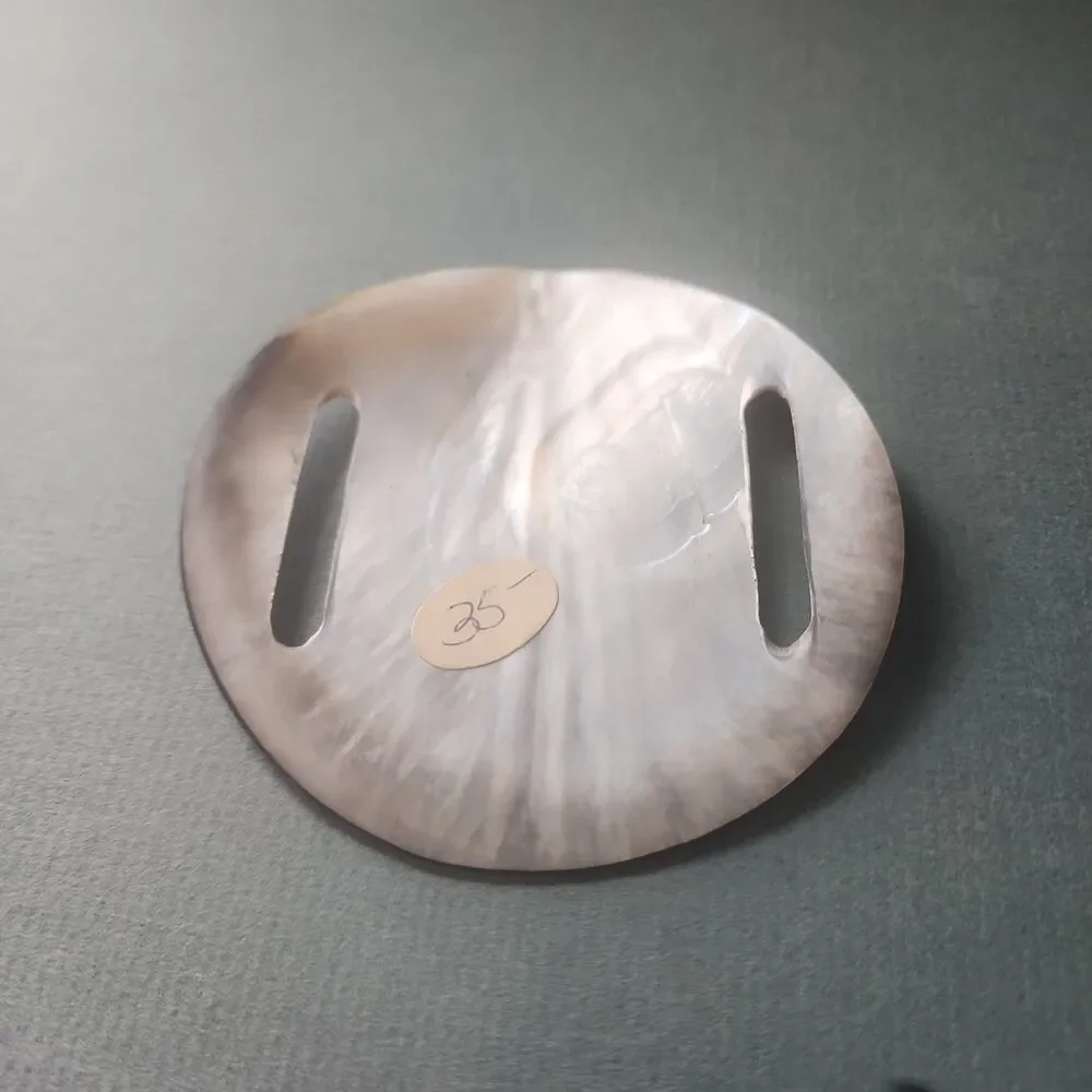 NOS 1970s Vintage Mother of Pearl Shell Belt Slide Pareo Buckle Boho Chic